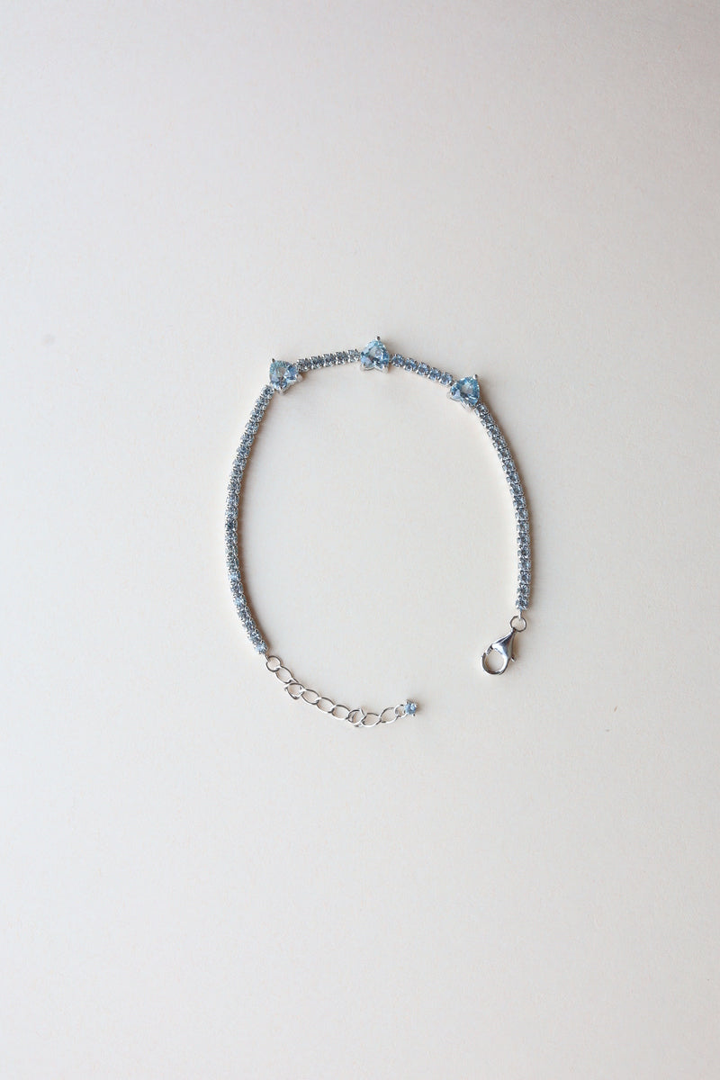 Three Heart Aquamarine Bracelet