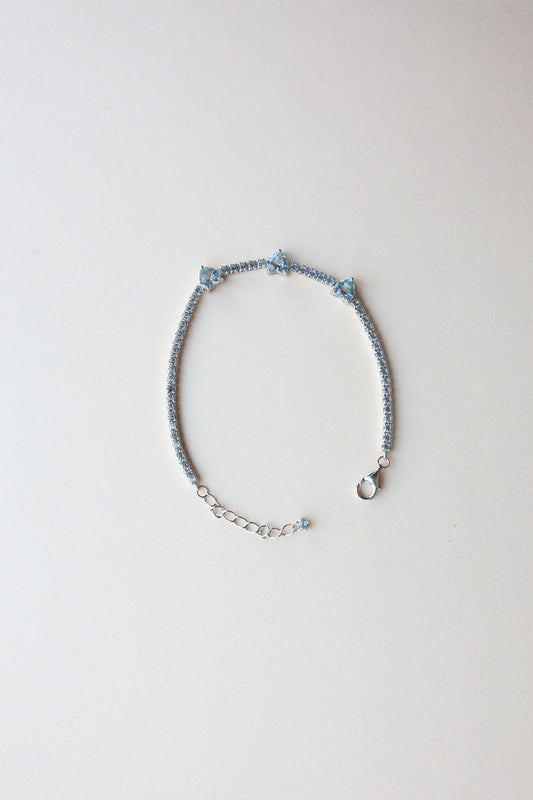 Three Heart Aquamarine Bracelet