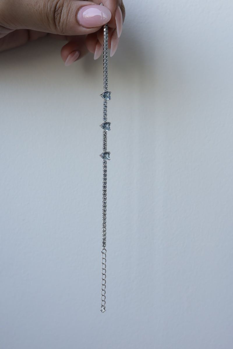 Three Heart Aquamarine Bracelet