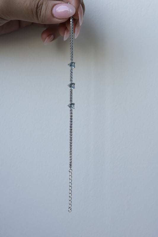 Three Heart Aquamarine Bracelet