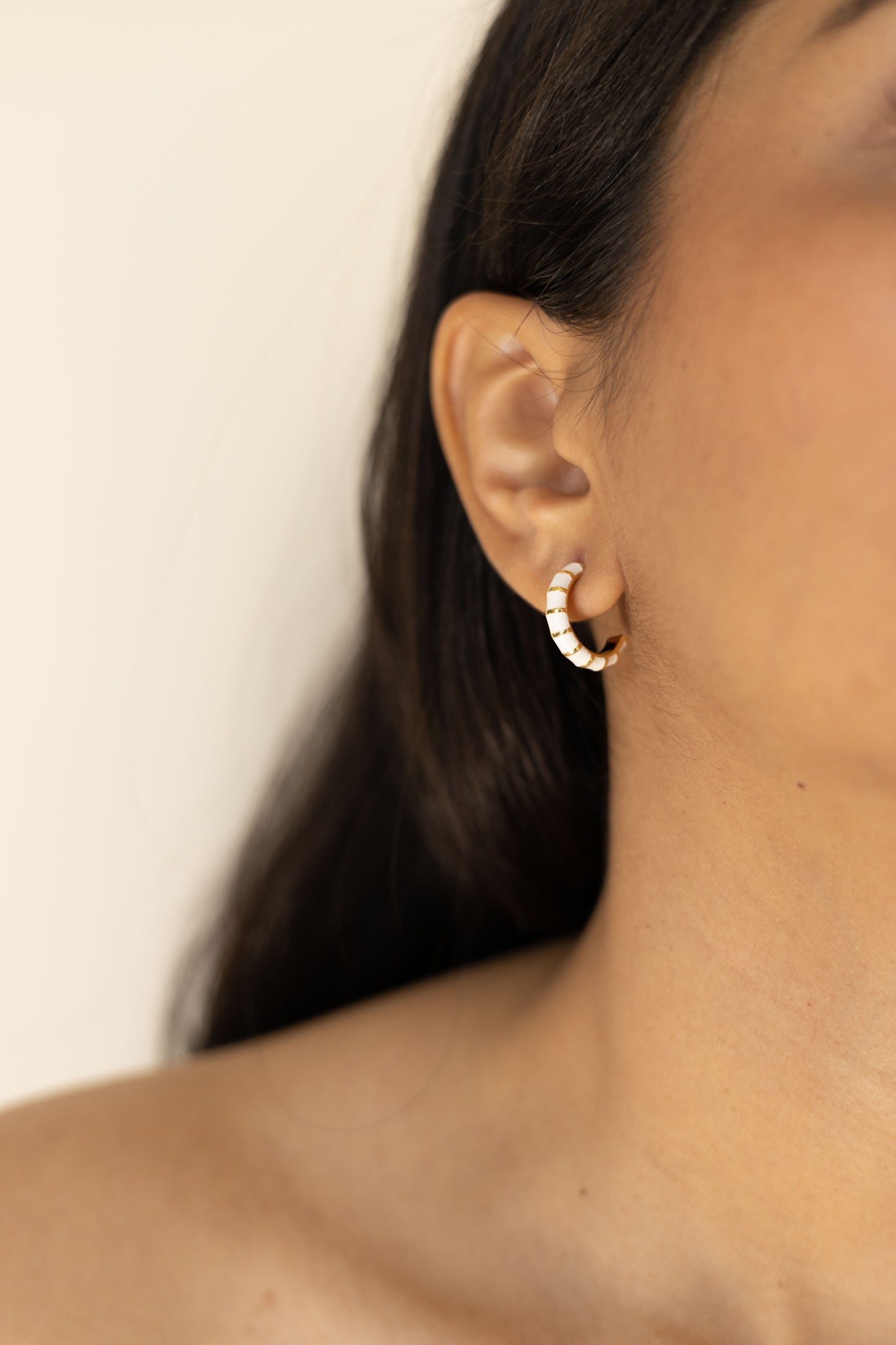 White Enamel Hoop Earrings
