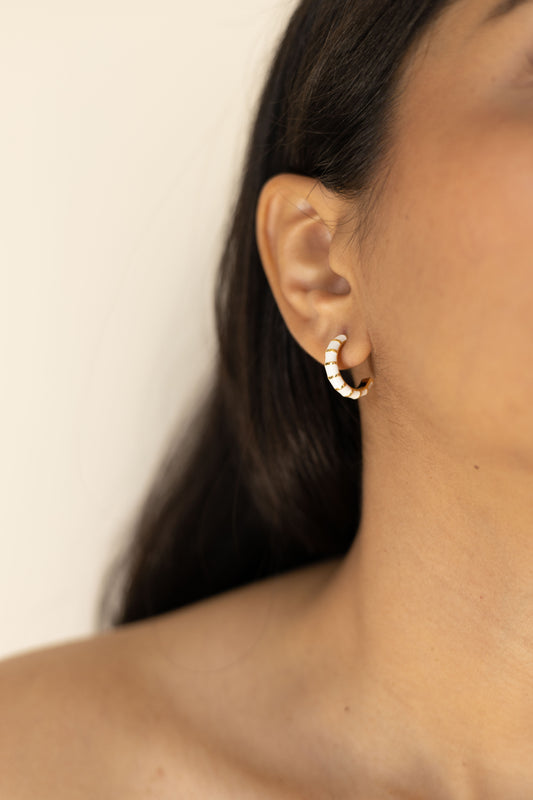 White Enamel Hoop Earrings